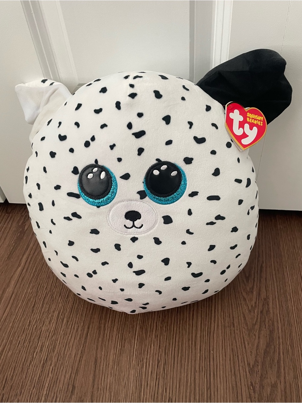 Ty Dalmatian Squish Pillow - White and Black with Teal Eyes